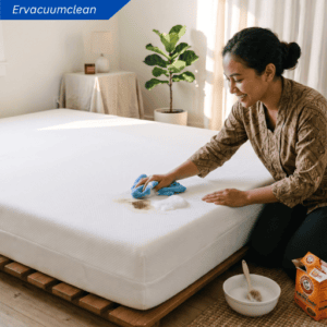Cara membersihkan noda kasur busa dengan busa sabun lembut dan baking soda